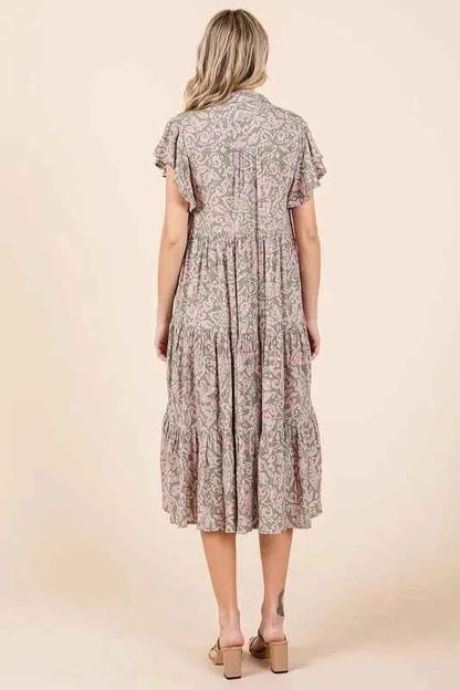 Mittoshop Abstract Print Ruffle Tier Midi Dress