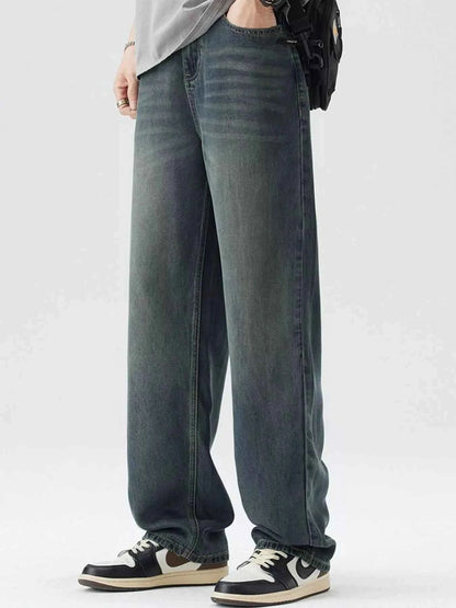 Men's Washed Wide Leg Relaxed Fit Jeans