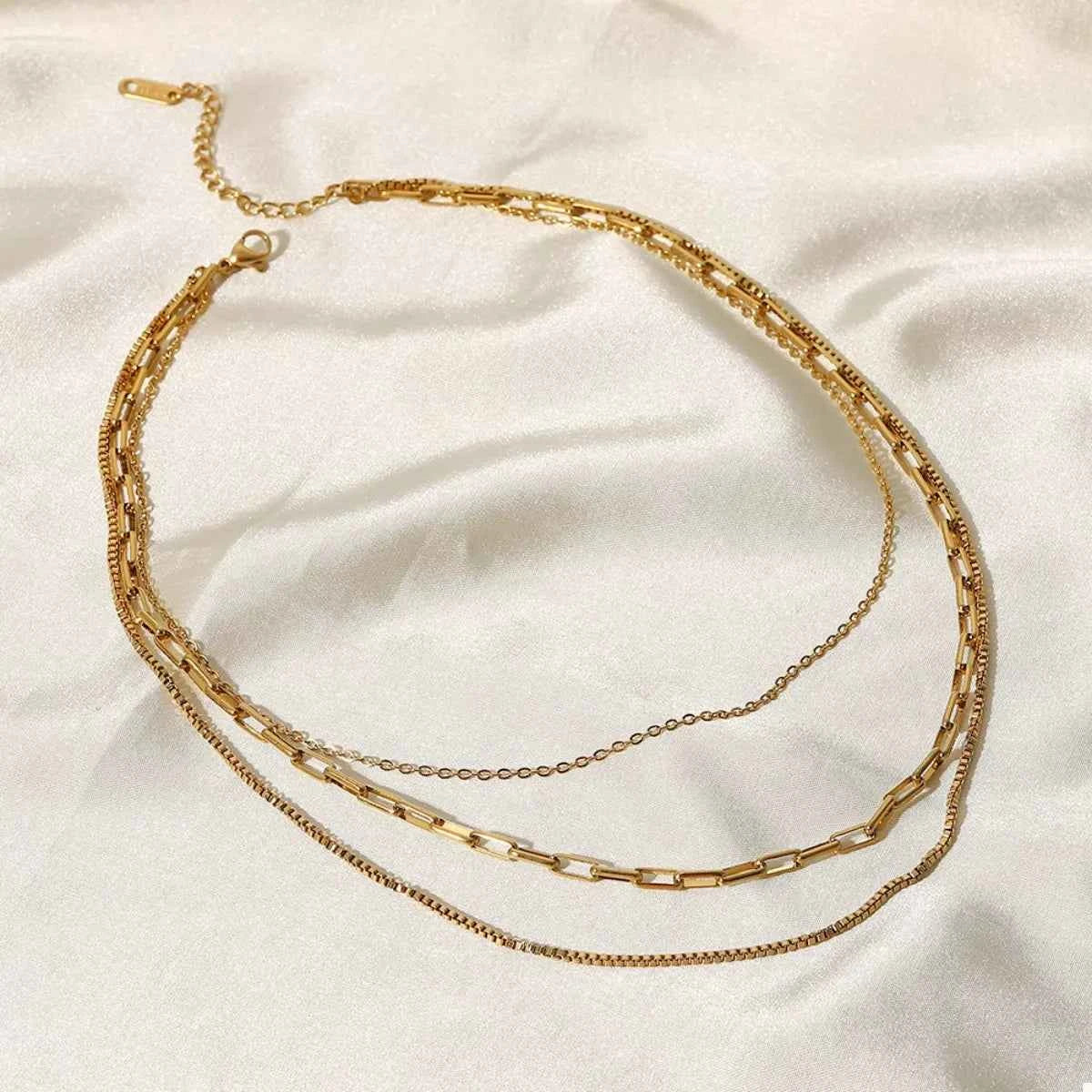18K Gold-Plated Three Layered Necklace