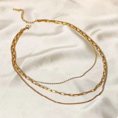 18K Gold-Plated Three Layered Necklace