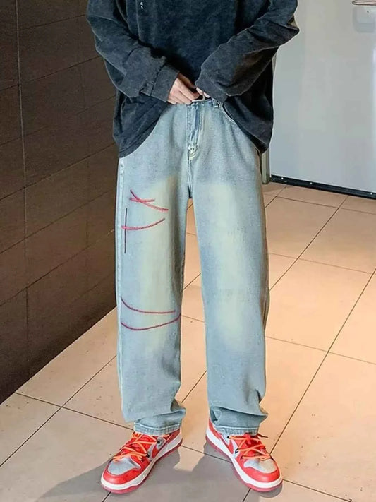 Men's Full Size Washed Wide Leg Jeans Plus Size