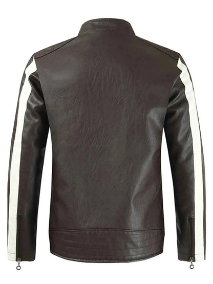 Men's Plus Size Contrast Zip Up Long Sleeve Jacket