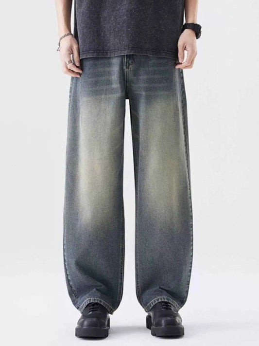 Men's Washed Wide Leg Relaxed Fit Jeans