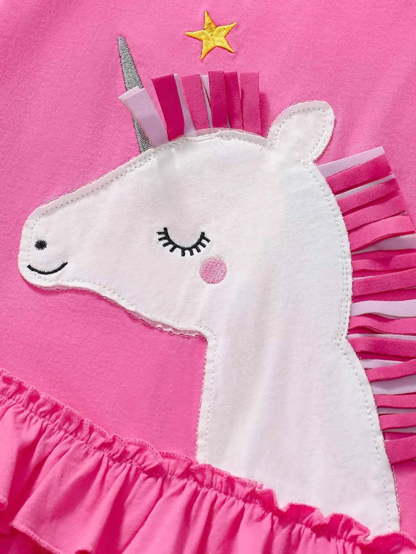 Children's Unicorn Ruffled Hem Dress