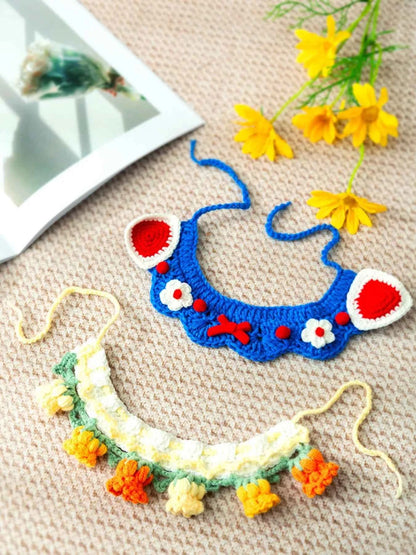 Handmade Crochet Floral Pet Scarf
