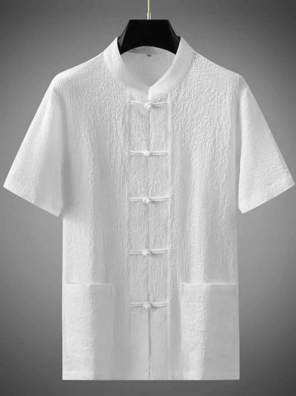 Men's Plus Size Button Up Short Sleeve Top and Pants Set