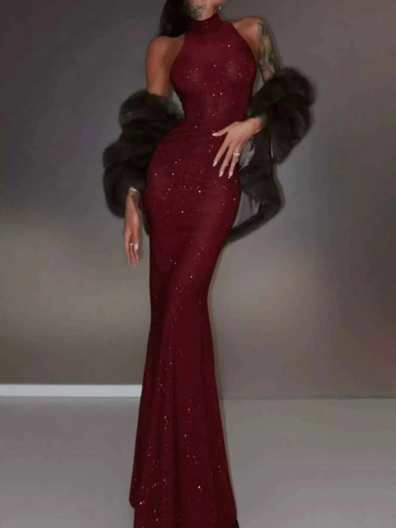 Sequin Sleeveless Maxi Dress