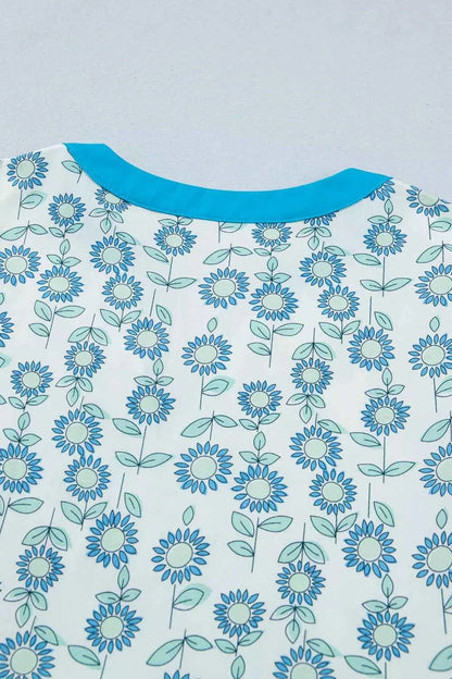 Printed Notched Cap Sleeve Dress