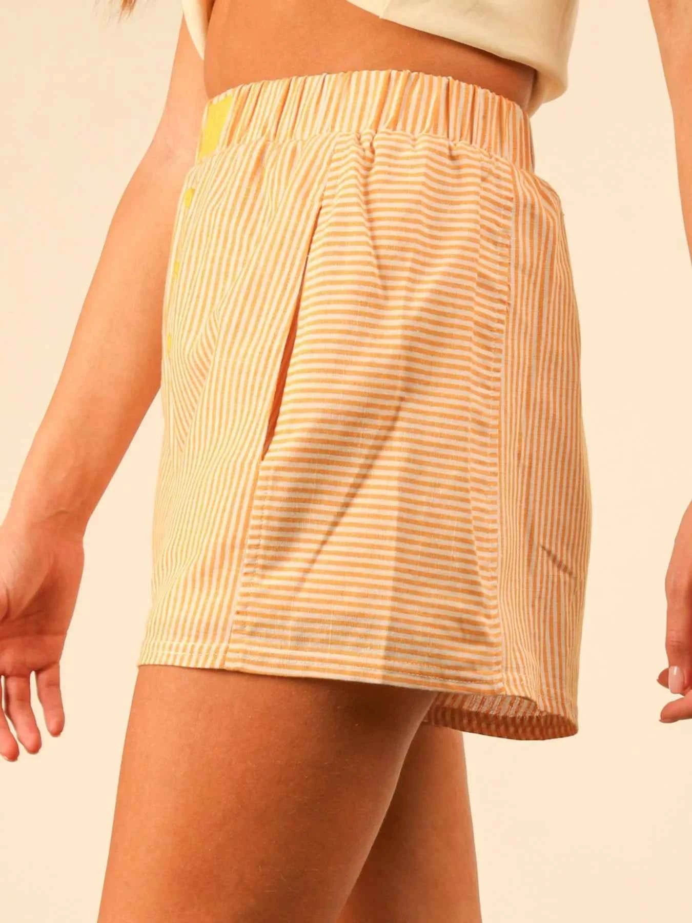 Striped High-Waist Shorts