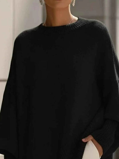 Ribbed Batwing Sleeve Oversized Sweater