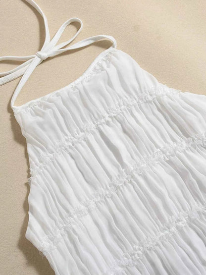Ruched Halter Neck Maxi Dress