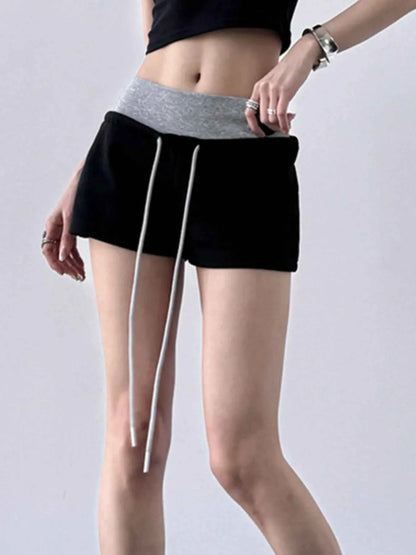 Drawstring Shorts with Contrast Waistband