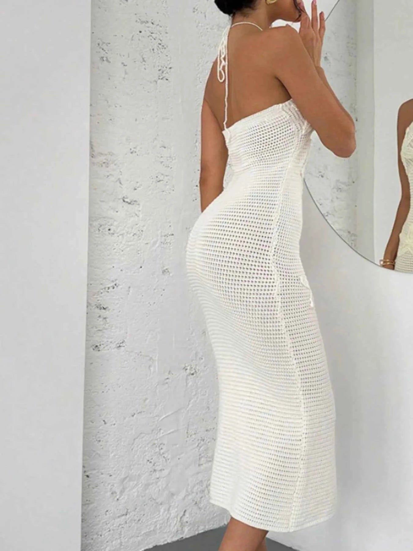 Crochet Backless Midi Knit Dress