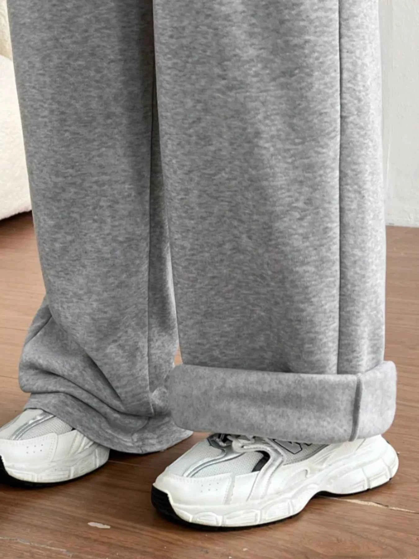 Casual Drawstring High Waist Wide Leg Sweatpants