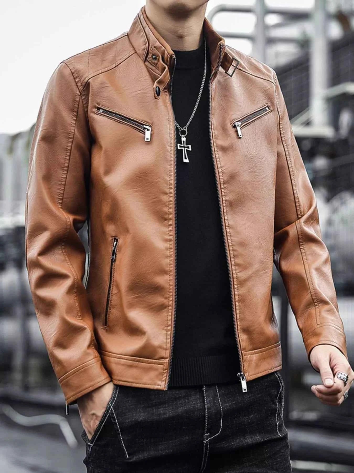 Men's Plus Size Zip Up Long Sleeve Jacket