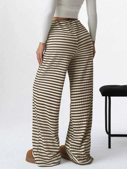 Striped Wide Leg Drawstring Pants