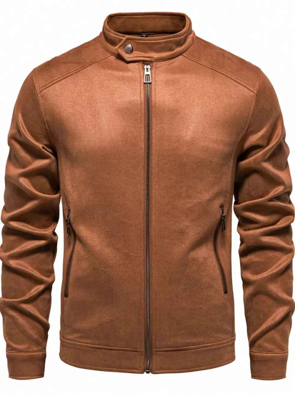 Men's Zip Up Long Sleeve Biker Jacket