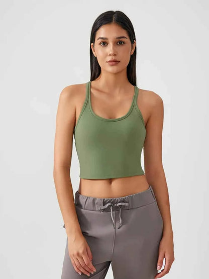 Millennia Scoop Neck Active Tank with Detachable Chest Pads