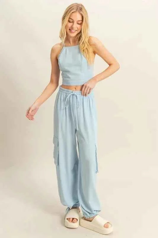 HYFVE Crop Top and Cargo Pants Set