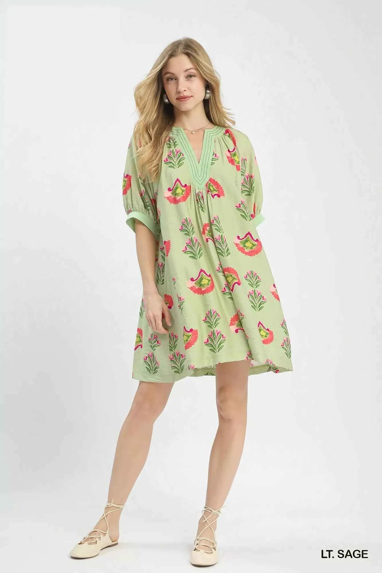 Umgee Abstract Print Mini Dress