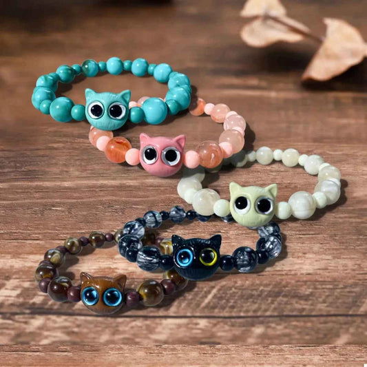 Bead Cat Charm Bracelet