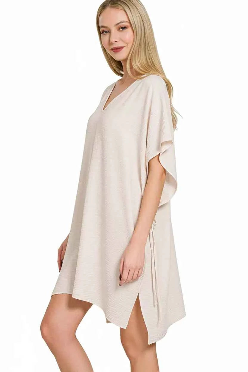 Zenana Woven Airflow Tie Side Cover Up