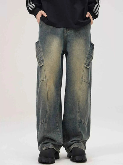 Men's Full Size Washed Wide Leg Jeans Plus Size