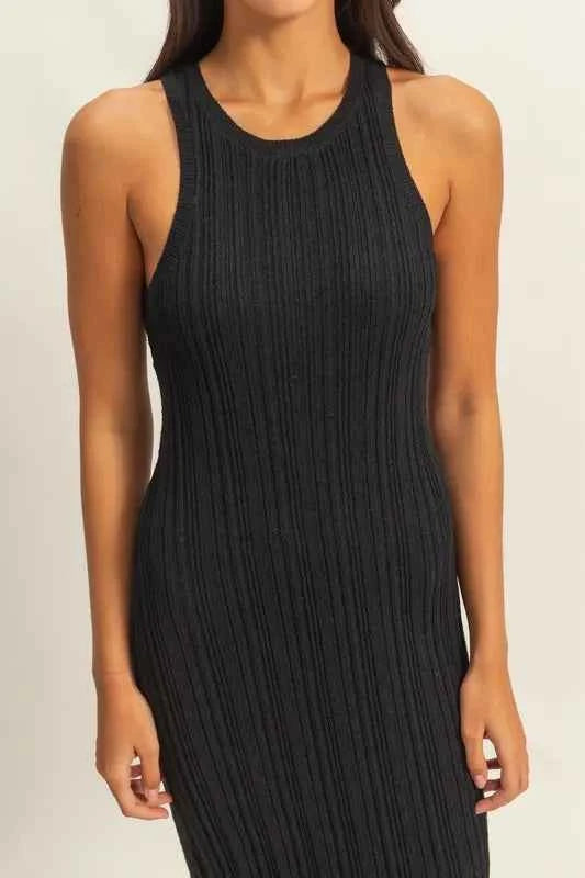 HYFVE Round Neck Bodycon Ribbed Knit Dress