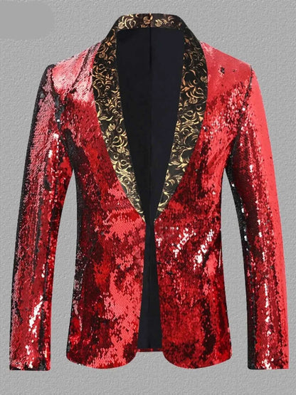 Men's Sequin Long Sleeve Blazer
