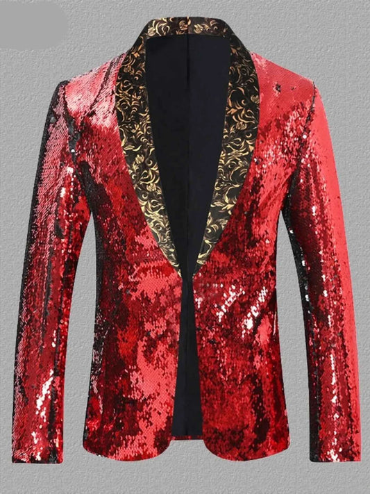 Men's Sequin Long Sleeve Blazer