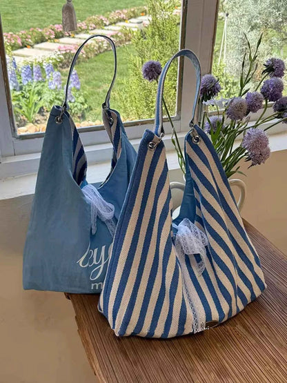 Striped Canvas Tote Bag