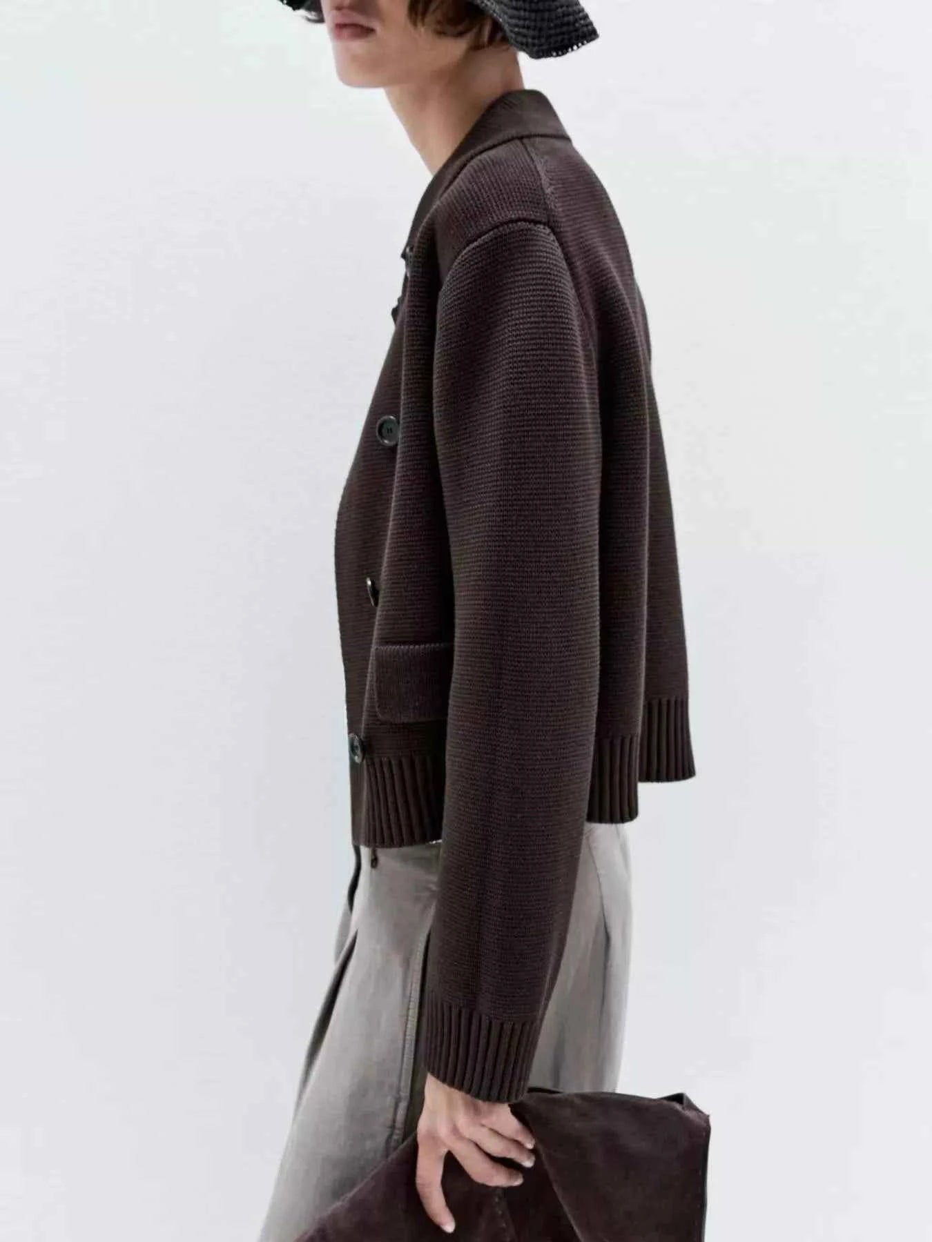 Double-Breasted Knit Cardigan