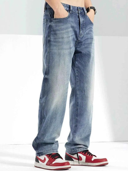 Men's Washed Straight Jeans