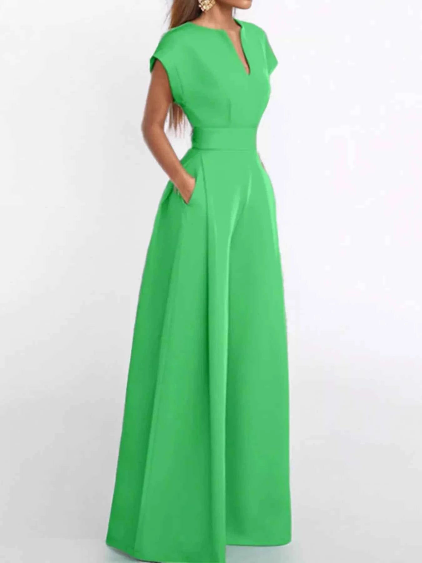 Full Size Notched Wide Leg Jumpsuit Plus Size