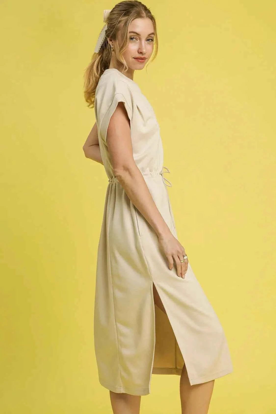 Umgee Side Slit Short Sleeve Midi Tee Dress