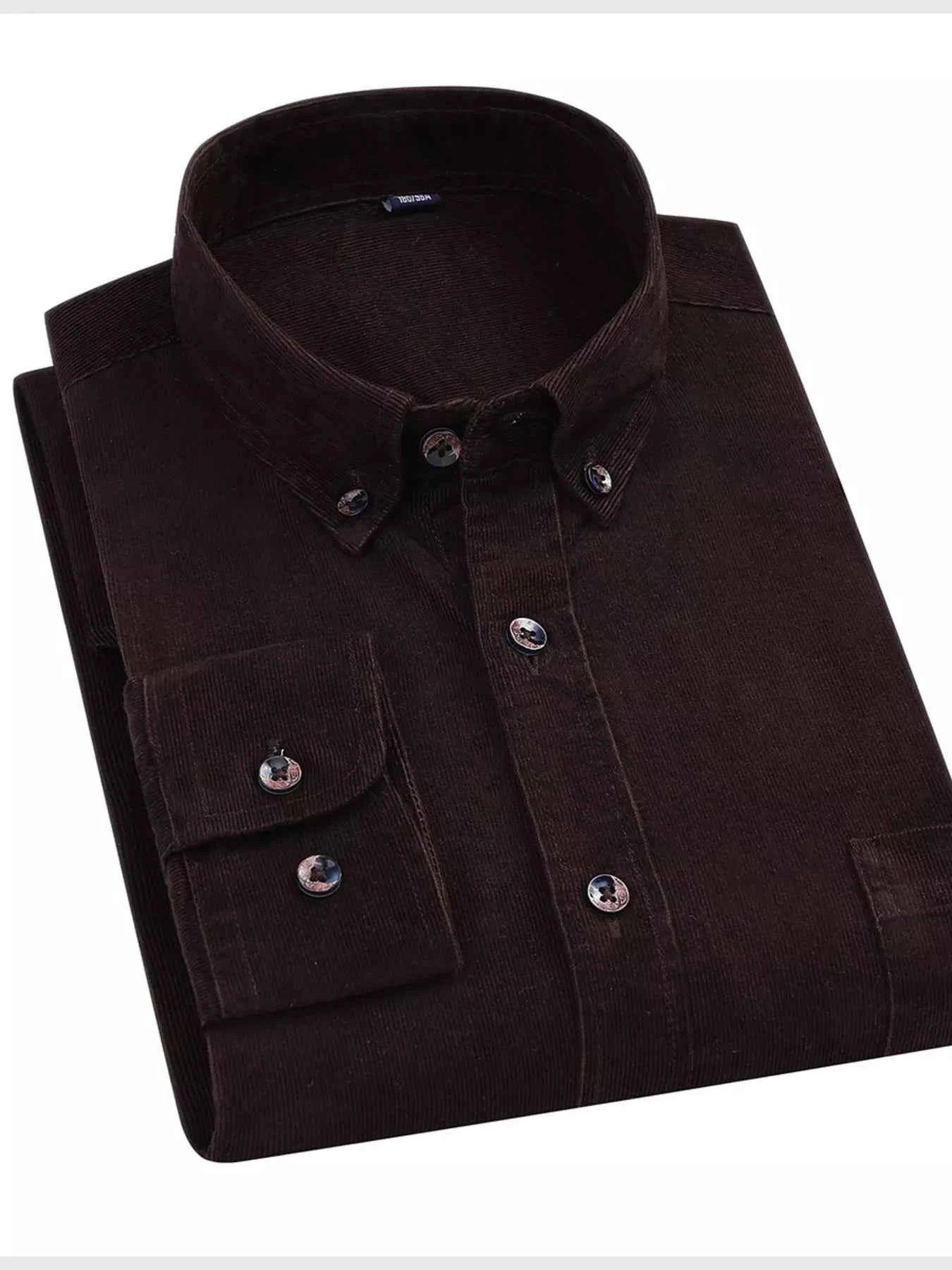 Men's Full Size Corduroy Long Sleeve Button-Down Shirt Plus Size