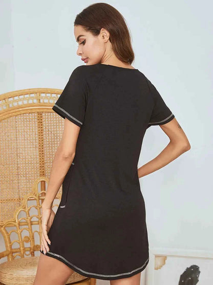 Round Neck Short Sleeve Lounge Dress