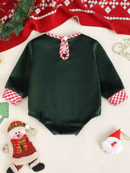 Children's Christmas Gingerbread Embroidered One-Piece Bodysuit