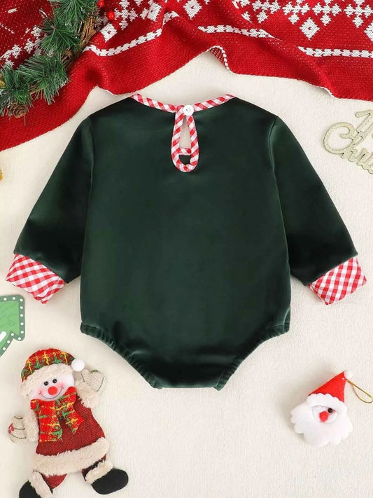 Children's Christmas Gingerbread Embroidered One-Piece Bodysuit