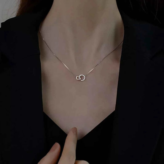 925 Sterling Silver Zircon Geometric Necklace