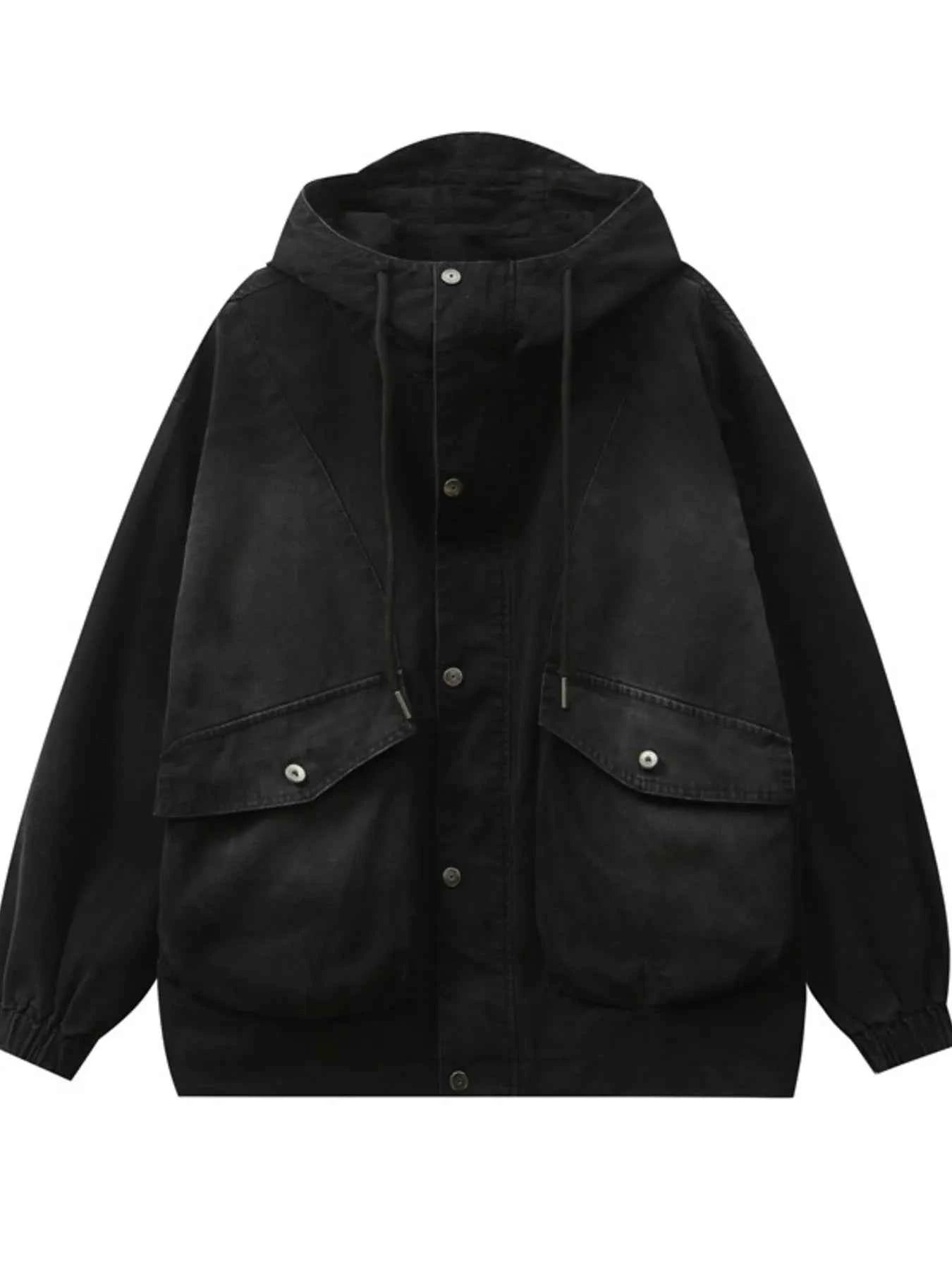 Men's Plus Size Drawstring Long Sleeve Jacket