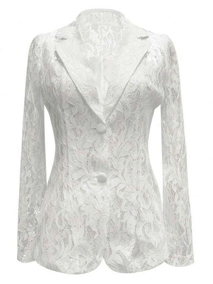 Floral Pattern Lace Single-Breasted Blazer