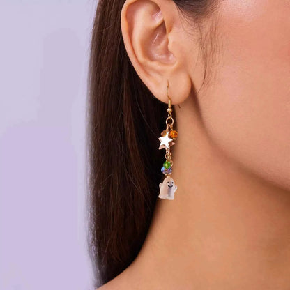 Halloween Asymmetrical Pumpkin Ghost Earrings
