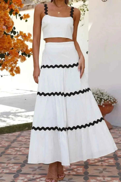 Contrast Trim Cami and Skirt Set