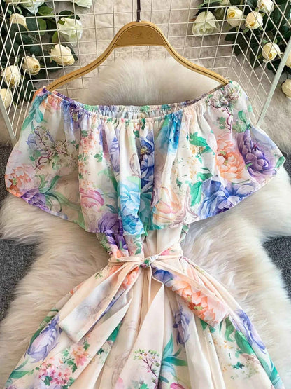 Floral Off-Shoulder A-Line Dress