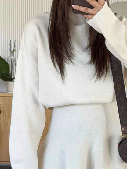 Round Neck Long Sleeve Mini Sweater Dress