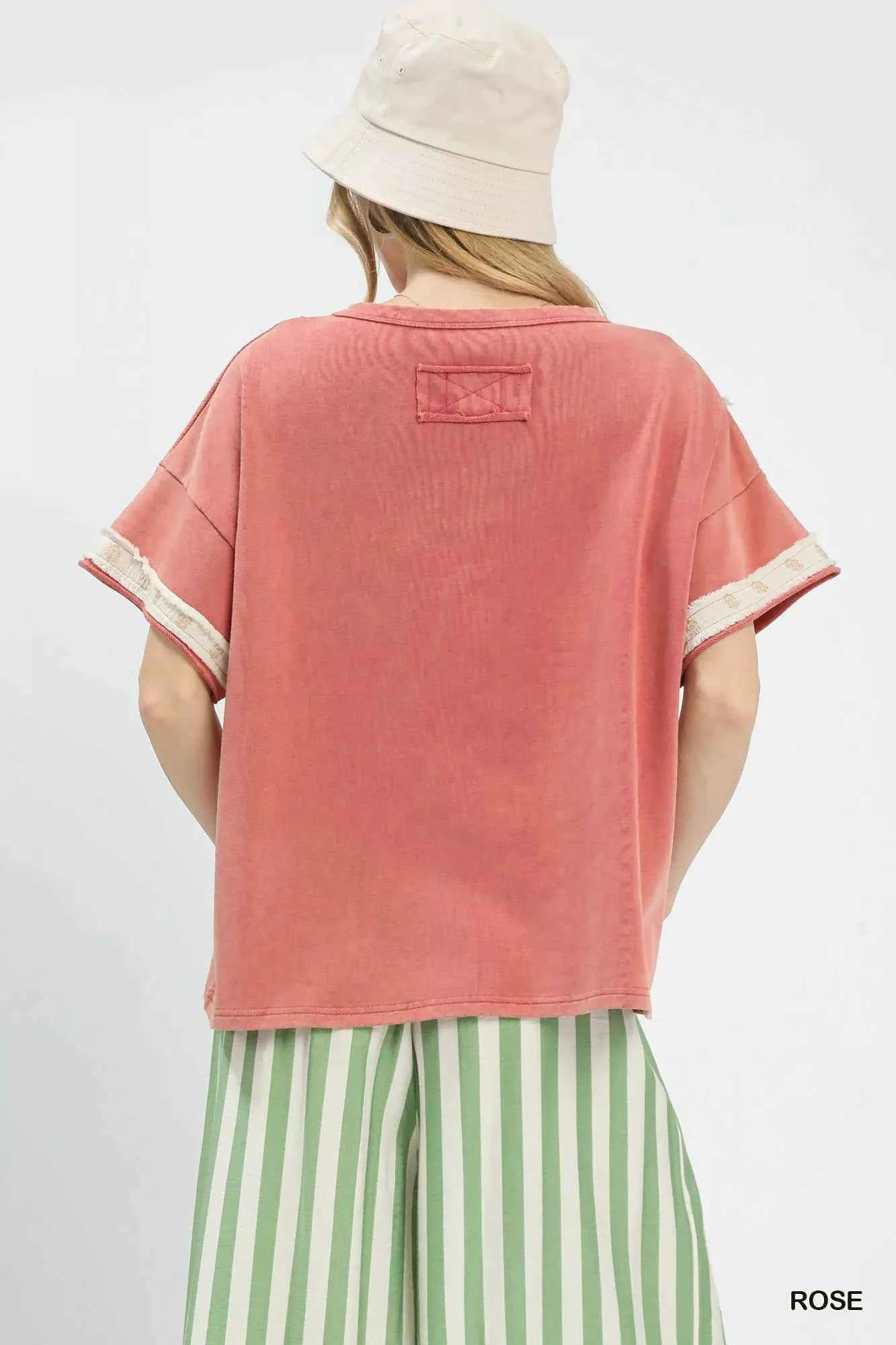 Umgee French Terry Top with Flower Patch