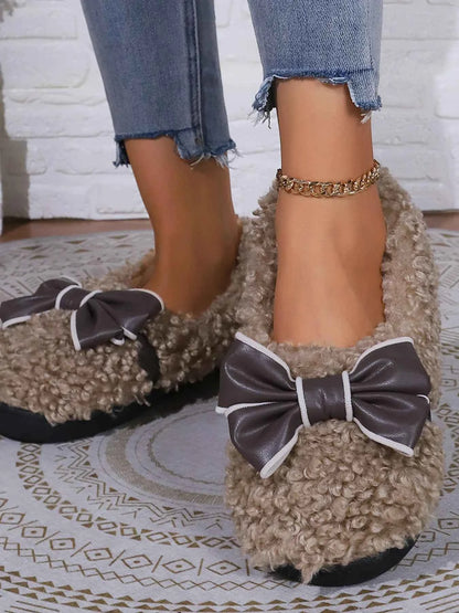 Cozy Bow-Knot Fluffy Indoor Slippers