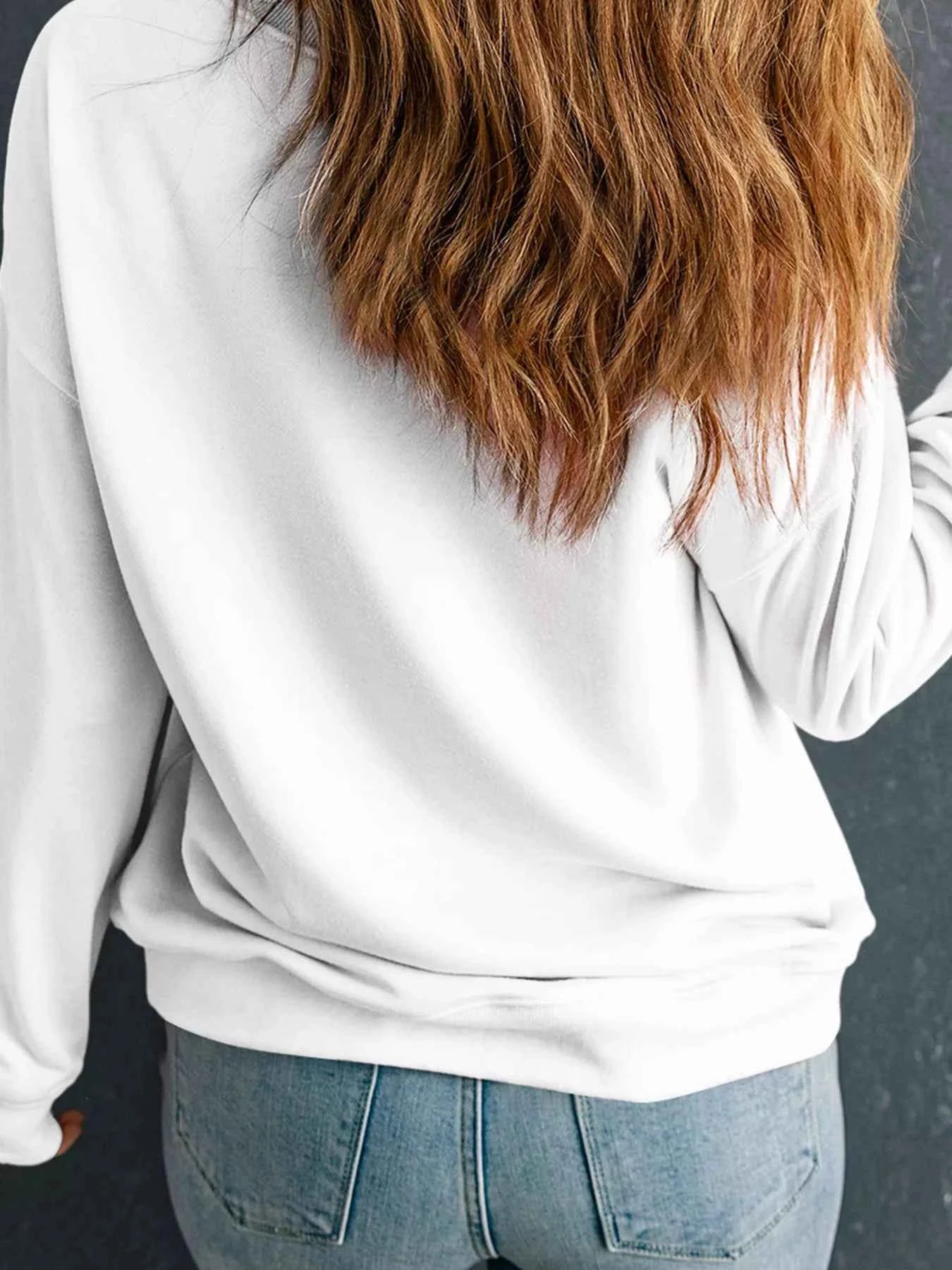 Christmas Tree Ribbon Bow Printed Drop Shoulder Sweatshirt
