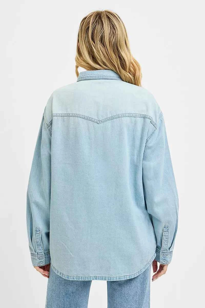 RISEN Western Yoke Style Relaxed Fit Denim Shirts
